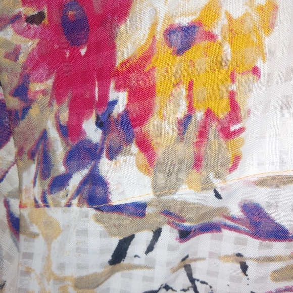 Kim Rogers LP Spring Floral Purple Red Gold Top L Petite - Picture 7 of 9